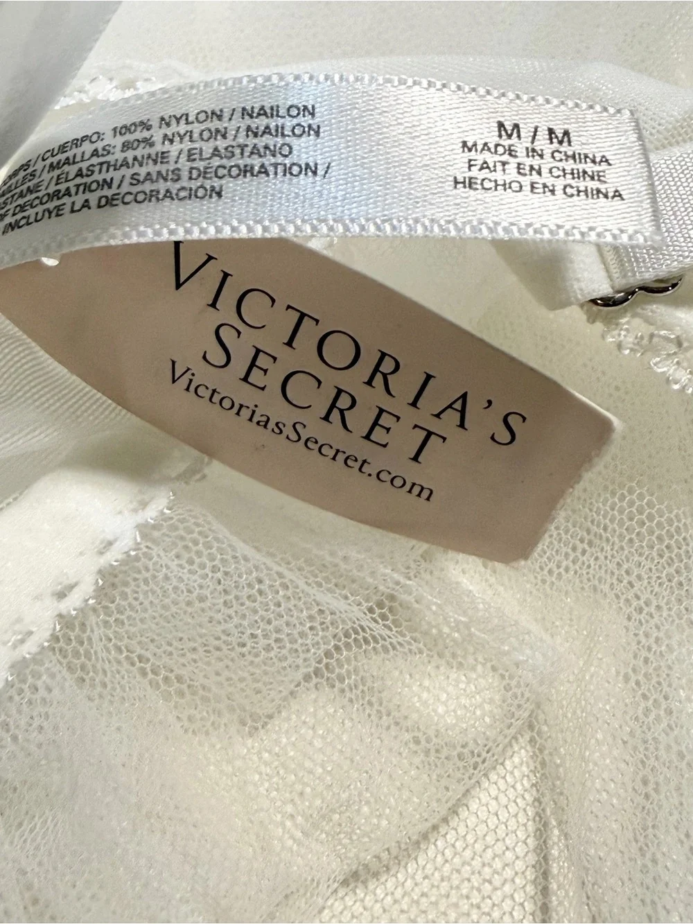 Victorias Secret white floaty mesh babydoll nighty lingerie lace ruffle mini nwt